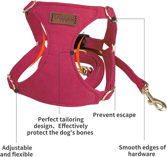 Puppytie No Pull Dog Harness with Multifunction Dog Leash,Soft Adjustable No Choke Escape Proof Pet Harness Vest for Medium Dogs or Large Dogs,red,M Puppytie