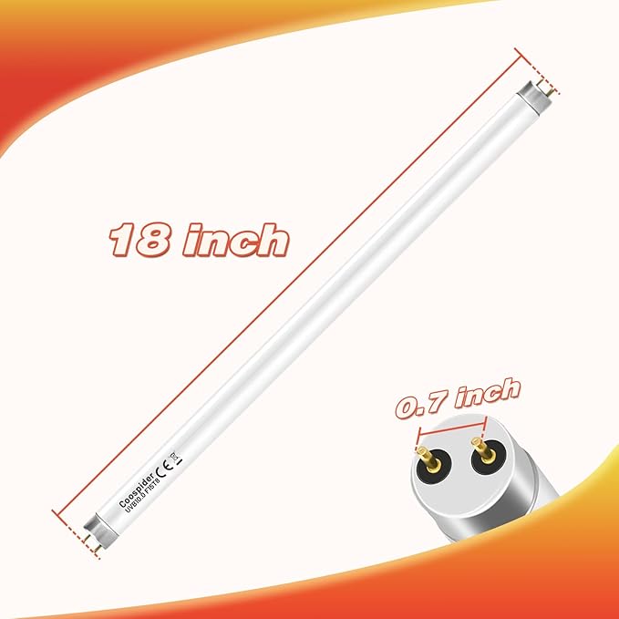 Hypool 2 Pack T8 Strip UVA UVB Reptile Lighting Bulb 18-Inch 15 Watt UVB 10.0 Fluorescent Bulb 10-Percent UVB Desert Pet Habitat Light for Reptiles Amphibian Hypool