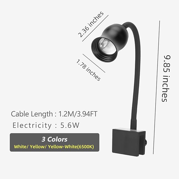 Aquarium Light Focus Light for Fish Tank Indoor LED Light Big Clip Lamp Adjustable Focus (White-Yellow with Timer) PAWPICO