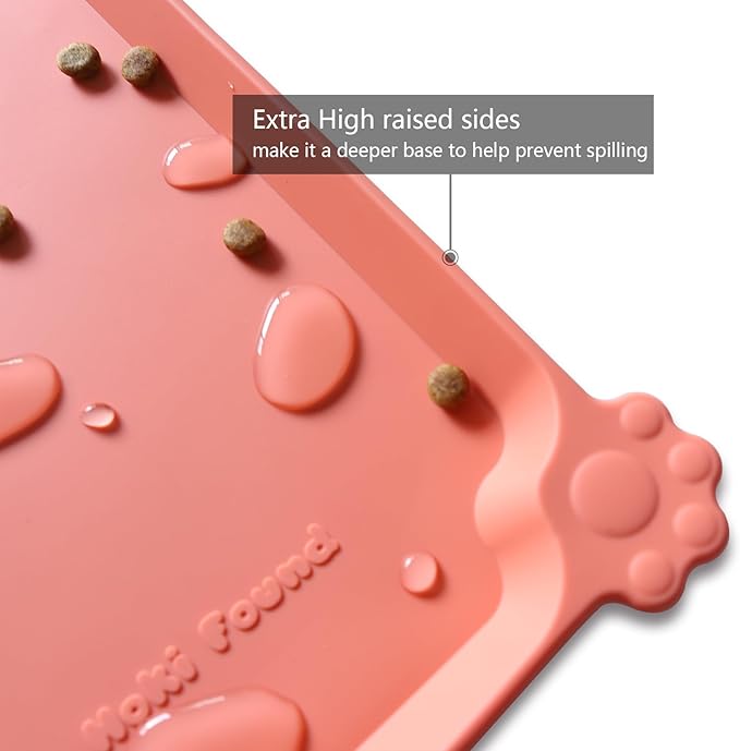 Hoki Found Large Silicone Pet Food Mats Tray - Non Slip Pet Dog Cat Bowl Mats Placemat - Dog Pet Cat Feeding Mat - Waterproof Dog Cat Food Mats -Pet Water Mats for Floors-Burnt Coral - PAWPICO