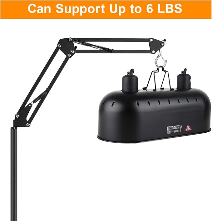 Reptile Lamp Stand Reptile Heat Lamp Stand (15.7inch to 74.3inch) with 360° Adjustable Swing Arm, Reptile Light Stand for Bearded Dragon Turtles Snake and Chicks DXOVEEN
