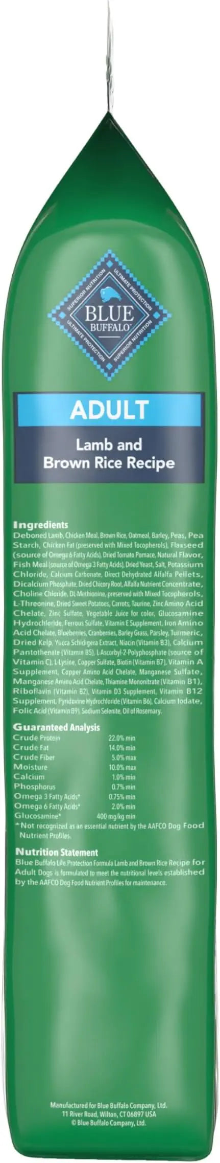 Blue Buffalo Life Protection Formula Adult Dry Dog Food, Helps Build and Maintain Strong Muscles, Made with Natural Ingredients, Lamb & Brown Rice Recipe, 15-lb. Bag - PAWPICO