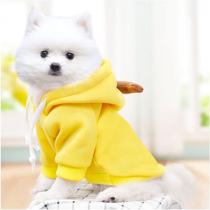 Warm Dog Winter Clothes Cute Fruit Dog Coat Hoodies Fleece Pet Dogs Costume Jacket for French Bulldog Chihuahua Ropa para Perro(Yellow,S) - PAWPICO