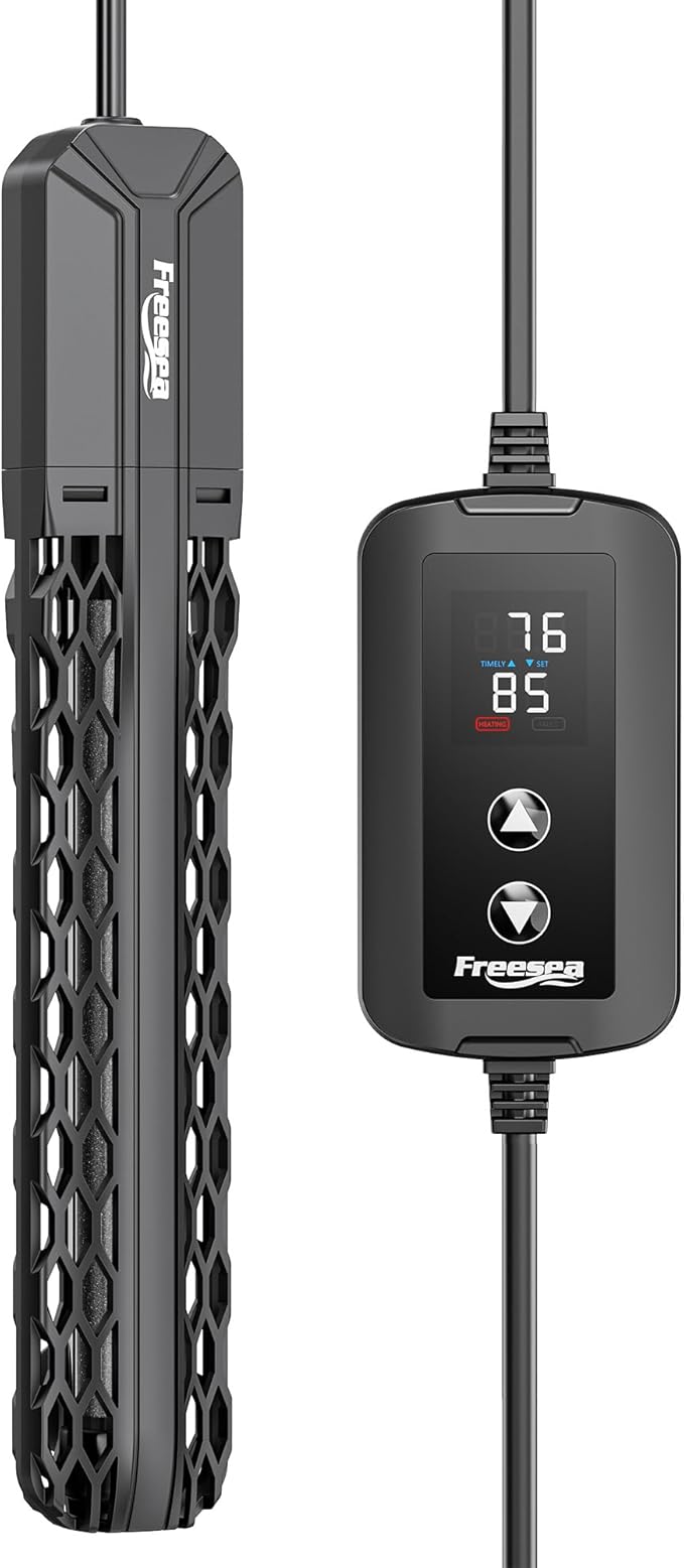 FREESEA Aquarium Heater for Fish Tank: 100W/200W/300W/500W Submersible Fish Tank Heater with Over-Temperature and Off-Water Protection for 40-75 Gallon Saltwater and Freshwater FREESEA