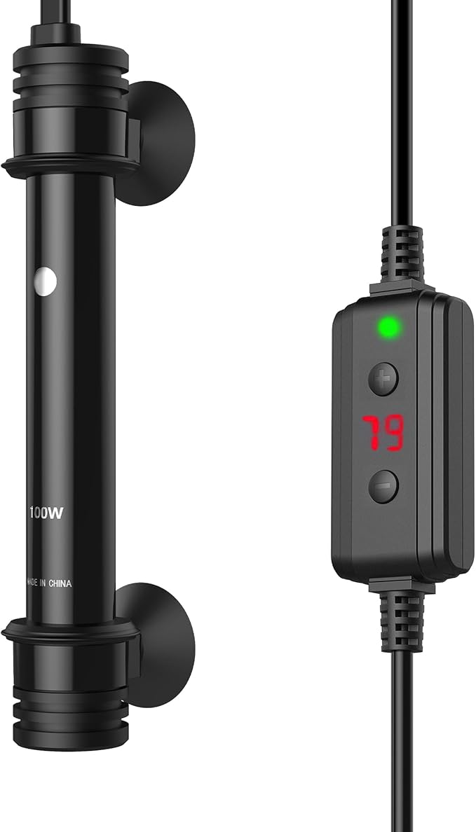 NICREW Aquarium Heater 100W, Temperature Adjustable Fish Tank Heater with Controller for 10-20 Gallon, Overheat Protection NICREW