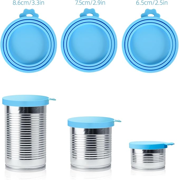 3 Pack Pet Food Can Covers Universal Can Lids Safe/Silicone Dog&Cat Food Can Lid Covers (green+blue+orange) - PAWPICO