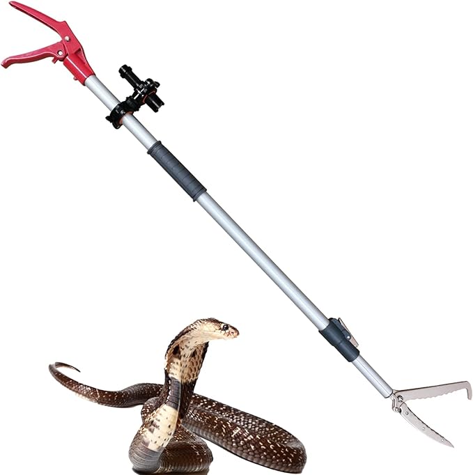 67'' Telescopic Snake Tongs Aircraft-Grade Aluminum Alloy Reptile Grabber Rattle Snake Catcher Wide Jaw Handling Tool with Lock for Hunting Game Finders 2023 New Launch PAWPICO