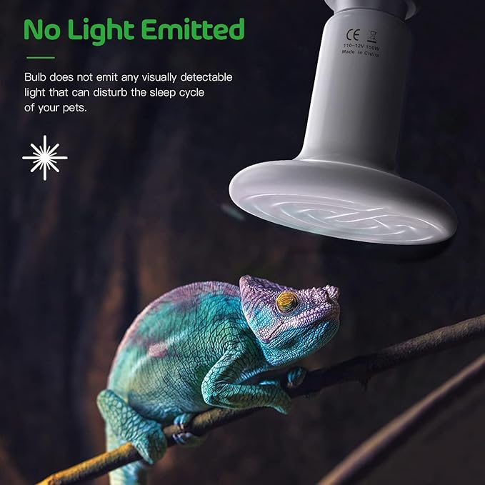 Simple Deluxe 150W Reptile Ceramic Heat Lamp Bulb and 150W Clamp Light with 8.5 Inch Reflector for Amphibian Pet, White&Silver SimpleDeluxe