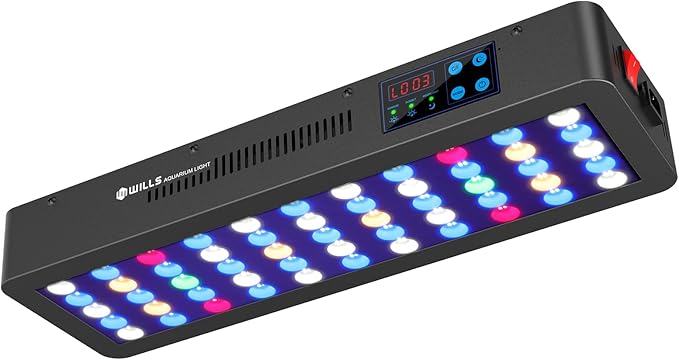 WILLS Aquarium Light, Remote Dimmable Full Spectrum Fish Tank Light with 3 Dimming Modes, 55 Premium SMD Chips, LED Touch Screen & Timer for Saltwater Freshwater Coral Reef Plant (23.6"*9.6"*5.1") WILLS