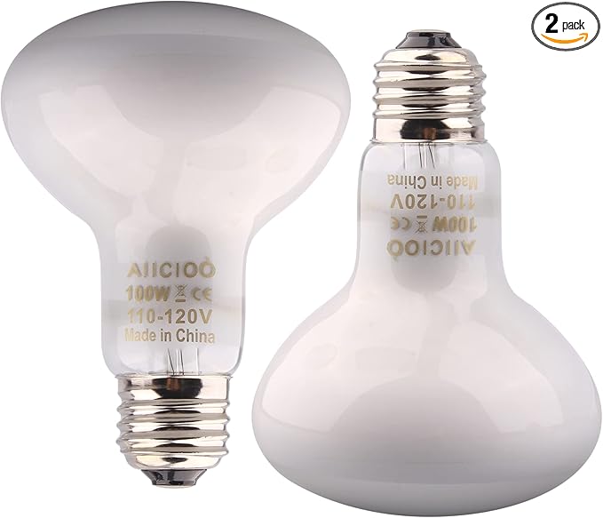 Aiicioo Reptile Basking Light Bulb - 100W Reptile Heat Lamp 2 Pack UVA Daylight Amphibians Basking Bulb for Bearded Dragon Turtle Hermit Crab Gecko Lizard Daylight AIICIOO