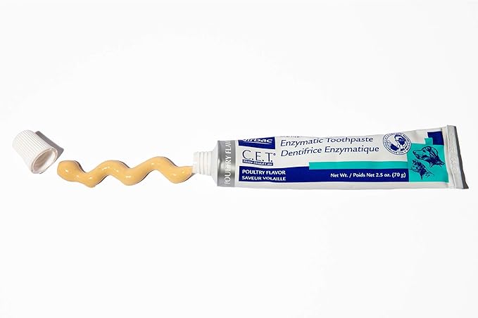 Virbac CET Enzymatic Toothpaste| Eliminates Bad Breath by Removing Plaque & Tartar Buildup | Best Pet Dental Care Toothpaste | Poultry Flavor, 2.5 oz tube Virbac