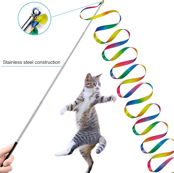 ZPH Cat Toys,Interactive Feather Variety Pack for Cats Wand Kitten Toy-Includ Cat Exercise Toy Fluffy Mouse Worms&Fish - PAWPICO