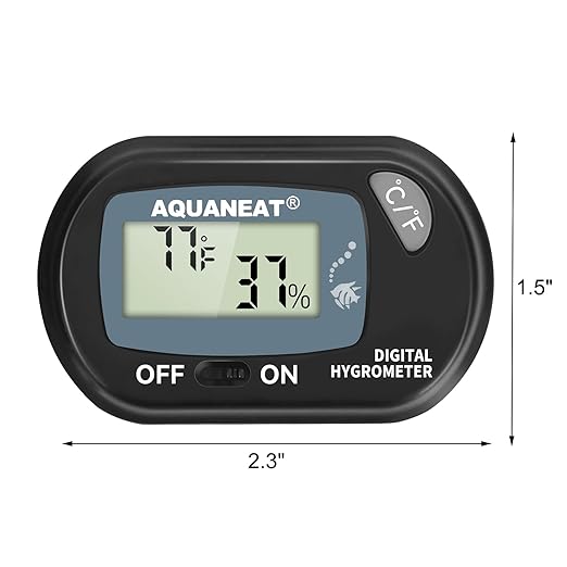 AQUANEAT Reptile Thermometer Hygrometer Digital Display Temperature and Humidity Moniter for Reptiles Rearing Box with Suction Cup Aquaneat