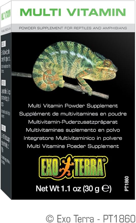 Exo Terra Multi Vitamin Powder Supplement for Reptiles & Amphibians - Balanced Blend of Vitamins, Minerals, Amino Acids & Trace Elements - Supports Growth, Reproduction & Vital Functions 1.1 oz ExoTerra