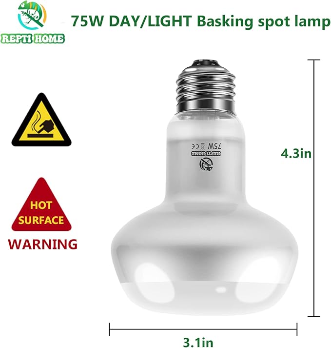 Intense Reptile Heat Lamp Bulbs -2 Pack 75W, Reptiles & Amphibians UVA Basking Spot Lamp Bulb,Simulate Natural Sunlight Reptile Daylight Heat Bulb for Bearded Dragon, Snake REPTIHOME