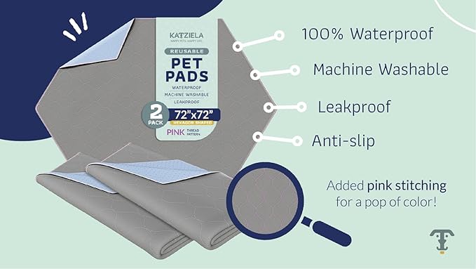 Katziela Washable Pet Pads - (1 Pack 72In x72In Hexagon) Super Absorbent Waterproof Reusable Dog Pee Pads for Dogs, Washable Puppy Pads for Potty Training, Housebreaking Washable Pee Pads for Dogs - PAWPICO