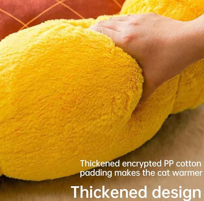 Cat Nest Flower Shape Cat Sofa Bed Cute and Comfortable Pet Cat House Thickened Non-Slip Soft Pet Bed Suitable for Small Cats and Dogs (S,Gray) - PAWPICO