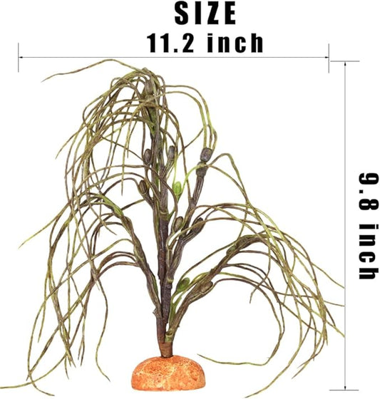 Reptile Terrarium Decor Plants, Bearded Dragon Tank Accessories fit Crested Gecko Leopard Lizard Chameleon Ball Python Snake Frog - Fake Forage Grass Plants WOLEDOE