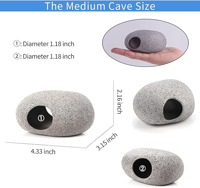 Ceramic Fish Tank Decorations, Betta Fish Tank Accessories Rock Caves, Stackable Aquarium Cichlid Cave, Betta Fish Hideout and House, Small Hiding Rock for Fish Bowl (2 PCS Oval Style A) MUNLITbrandpetsupplies