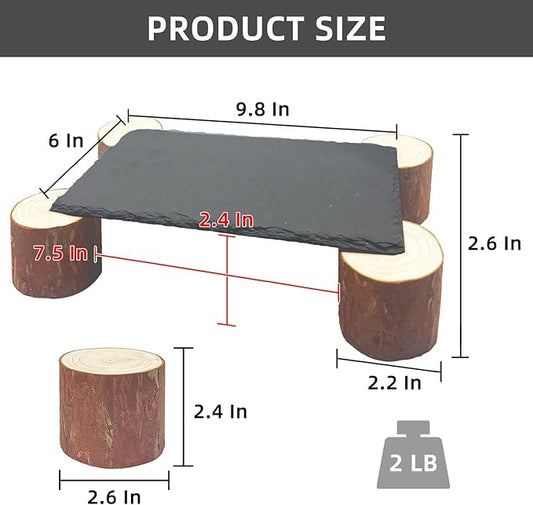 Bearded Dragon Basking Platform with Wooden Pile,Reptiles Hideout Cave,Turtle Basking Rock,Terrarium Habitat Decor Tank Accessories for Tortoise Lizards Snakes Chameleon Style D Gxsdj