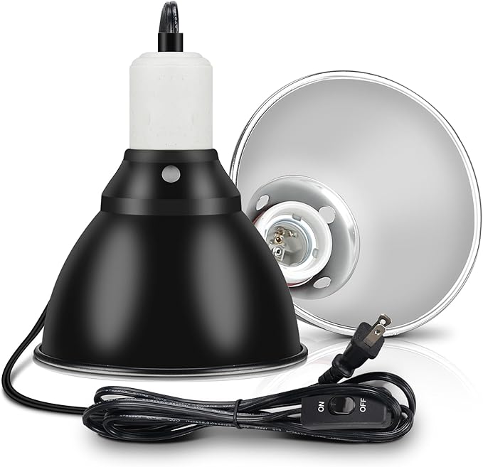 Reptile Lamp Bulb Fixture 5.5 Inch Deep Dome with Switch - Ideal for 60W/75W/100W/150W Heat Lamp Bulbs, Compatible with All E26 UVA/UVB/Basking Heat Bulbs, Supports Up to 150 watts BOEESPATDirect