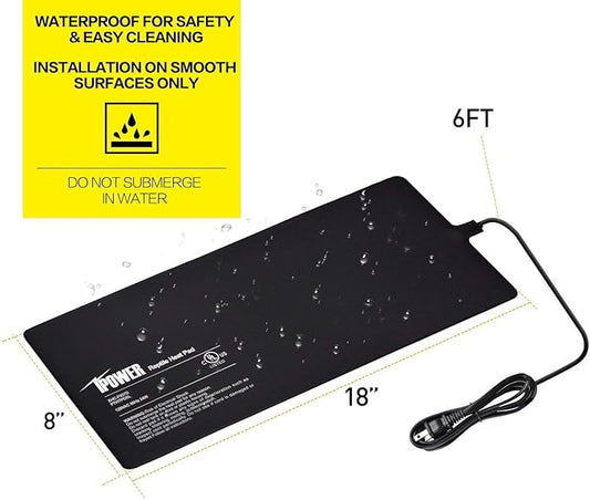 iPower PTHTPDCTRLV2HTPDXL 8"x18" Reptile Heating Pad Under Tank Terrarium Heat Mat with Digital Thermostat Temperature Controller for Small Animals iPower