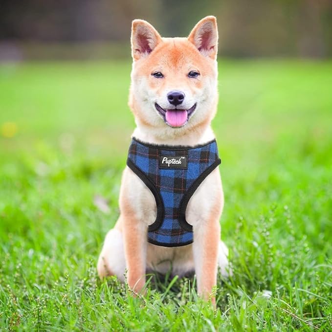 PUPTECK Soft Mesh Dog Harness and Leash Set Pet Puppy Cat Comfort Padded Vest No Pull Harnesses, Navy Blue, XS PUPTECK