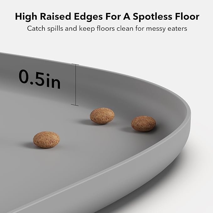 PETLIBRO Dog Food Mat, Safety Silicone Cat Food Mat for Feeder & Fountain, Waterproof Dog Bowl Mat, Raised Edge Spill Protection Floor, Cove Feeding Mat for AF005, AF103 Single Tray, AF203 Single Tray - PAWPICO