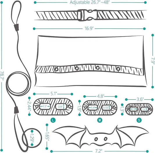 Bearded Dragon Carrier and Leather Leash with wings, Lizard Adjustable Harness and Sling Bag, Beardie Reptile Small Pet Backpack Batwing Accessories for Outdoor Travel Walking Rest Tank XXRCbag