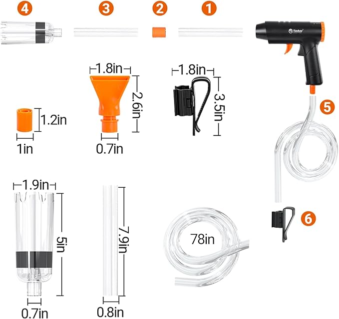 132GPH Manual Aquarium Gravel Cleaner, Fish Tank Siphon Vacuum Cleaner with Adjustable Water Flow for Cleaning Dirt, Water Change & Wash Sand Aquarium Cleaning Tools Yaubay