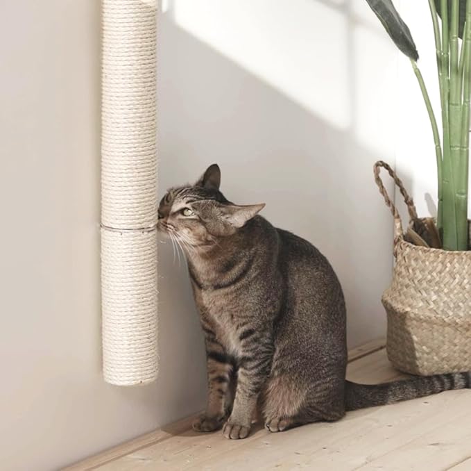 34" Wall Mounted Cat Scratcher, Sisal Scratching Post - PAWPICO