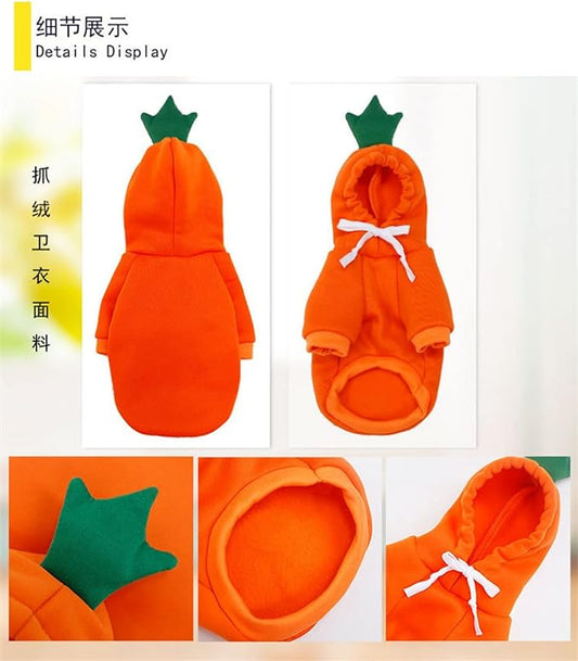 Warm Dog Winter Clothes Cute Fruit Dog Coat Hoodies Fleece Pet Dogs Costume Jacket for French Bulldog Chihuahua Ropa para Perro(Orange,L) - PAWPICO