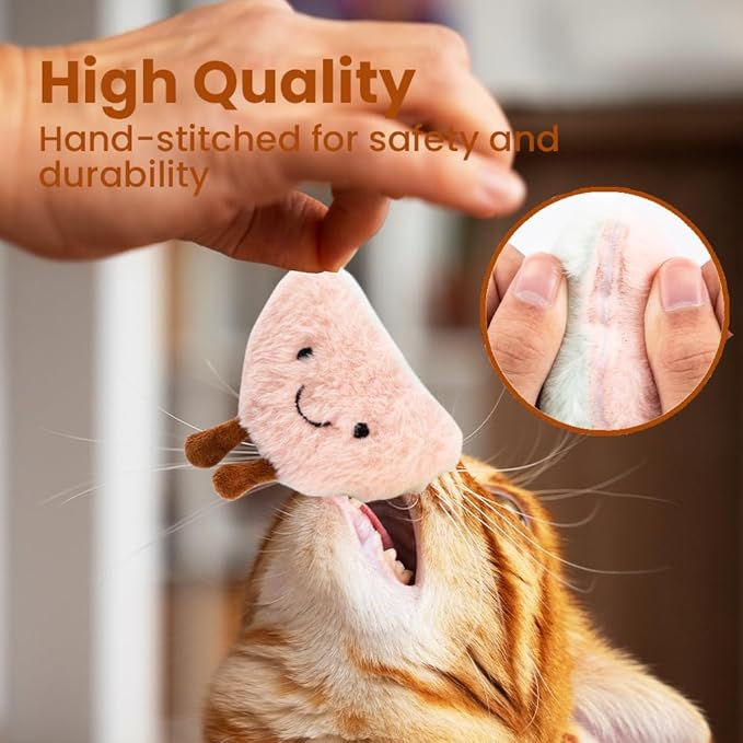 4 Pack Catnip Toys, Crinkle Cat Toys for Indoor Cats, Soft Stuffed Kitten Chew Toys, Cute and Durable Cat Kicker Toys for Kitten Exercise 4 Inches for All Breeds - PAWPICO