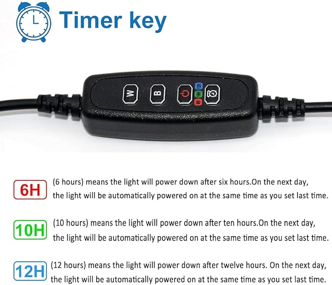 Fish Tank Clip on Light, VARMHUS RGB Clamp Aquarium Light Fish and Plant Aquarium Lighting with Timer Dimmer for Sunrise and Sunset (7W) VARMHUS