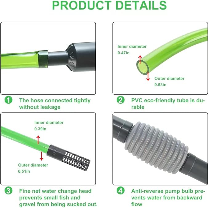 boxtech Fish Tank Water Change, Vacuum Siphon Water Changer Pump Sand Cleaner for Aquarium Water Filter Boxtech