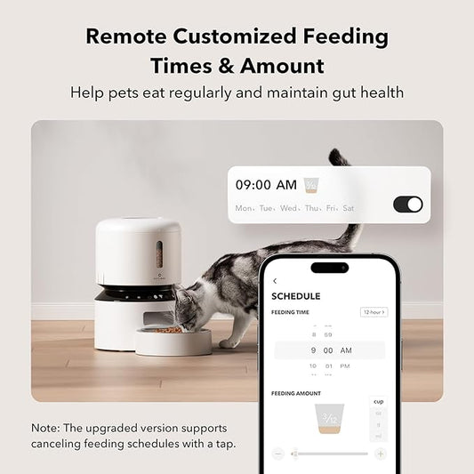 PETLIBRO Automatic Cat Feeder, 5G WiFi Automatic Pet Feeder with Freshness Preservation, 3L Timed Cat Feeders for Dry Food, Up to 48 Portions 10 Meals Per Day, Granary Pet Feeder for Cat/Dog, White - PAWPICO