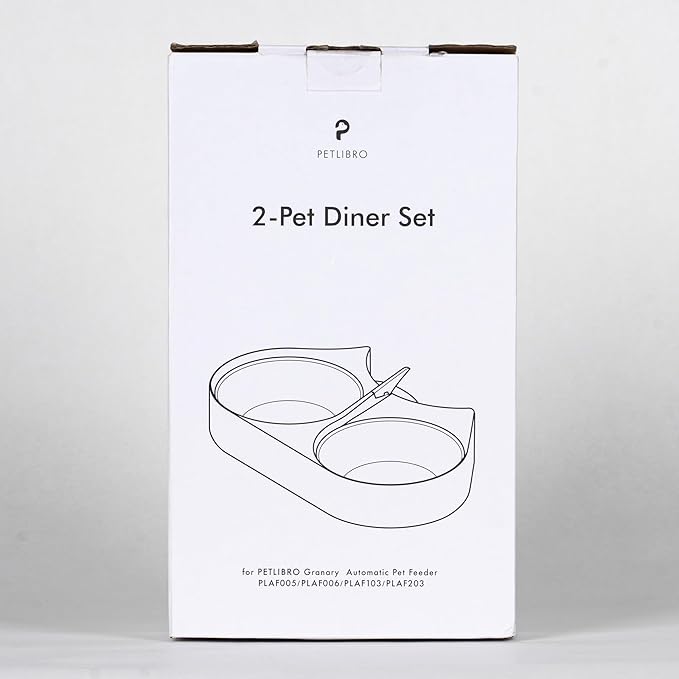 PETLIBRO Pet Food Splitter with Stainless Steel Bowls, Automatic Cat Feeder Bowls for Two Cats or Dogs, Suitable for PETLIBRO Automatic Cat Feeder PLAF005, PLAF006, PLAF103, PLAF203, White - PAWPICO