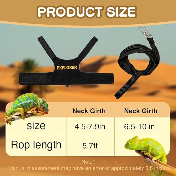 Bearded Dragon Leash and Harness Set, Adjustable Lizard Reptile Leashes Bearded Dragon Rope Accessories for Bearded Dragon Lizard Small Pets Outdoor Safety Walking(Explorer Character) HOKABLE