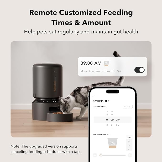 PETLIBRO Automatic Cat Feeder, 5G WiFi Automatic Dog Feeder with Freshness Preservation, 5L Timed Cat Feeder with Low Food Sensor, Up to 10 Meals Per Day, Granary Pet Feeder for Cats, Black - PAWPICO