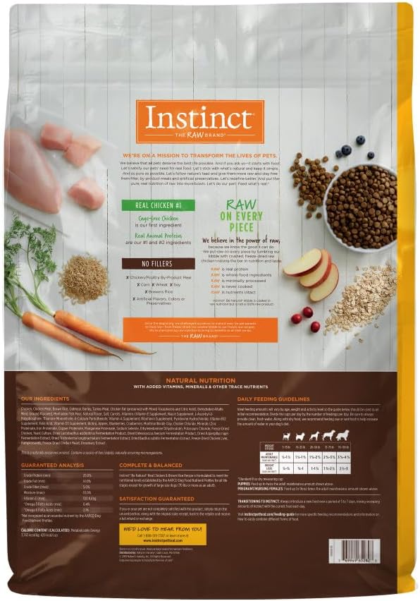 Instinct Be Natural Real Chicken & Brown Rice Recipe Natural Dry Dog Food, 25 lb. Bag - PAWPICO
