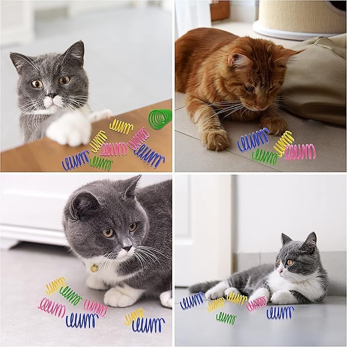Cat Toys for Indoor Cats, 34 Packs Interactive Cat Toys for Kitten, Cat Toys Set with Colorful Cat Spring Toys, Cat Mouse Toy, Catnip Ropes, Colorful Balls and Bells, Sisal Ball - PAWPICO