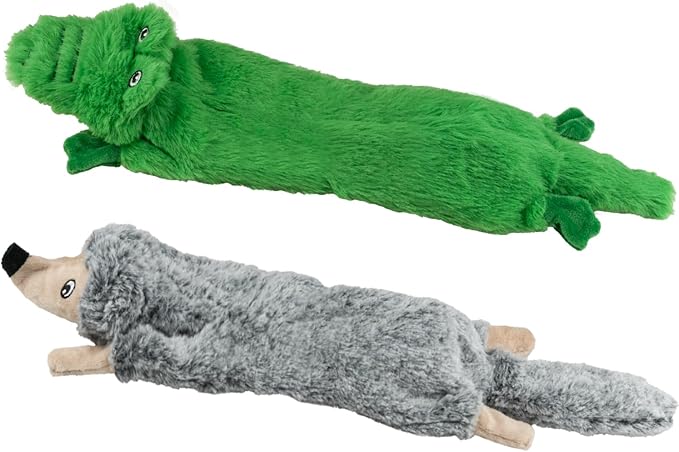 SHARLOVY Dog Squeaky Toys No Stuffing 2 Pack Plush Dog Toys for Medium Dog Toys Crinkle Dog Toys Durable Dog Chew Toys Cute Animals Puppy Toys for Teething Pet Toys - PAWPICO
