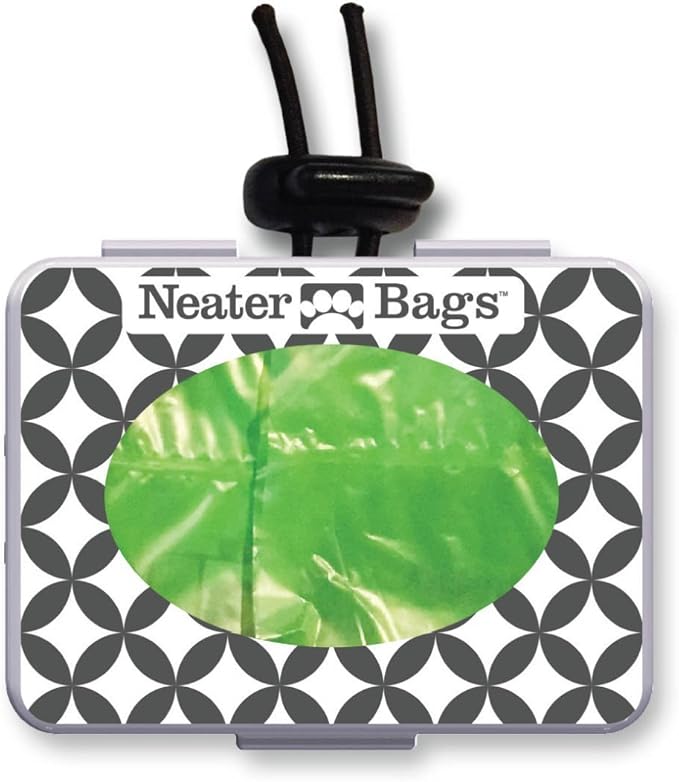 Neater Bags - Dog Waste Poop Bags with Easy-tie Handles (not on Rolls) - Includes Dispenser (210 Bags, Black & White Diamond Dispenser) - PAWPICO