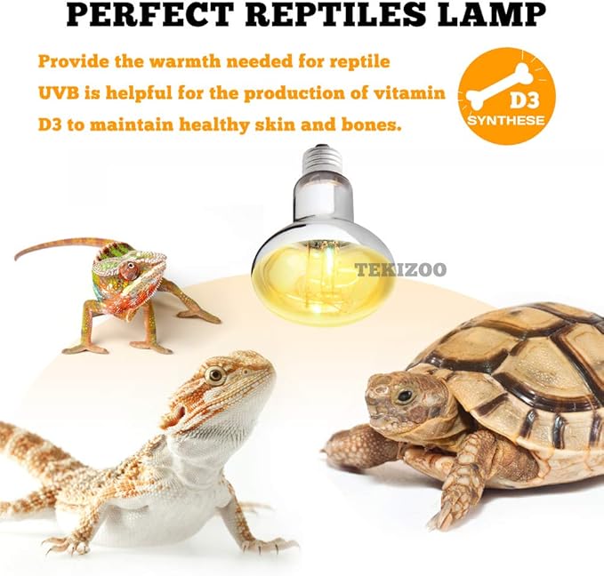 UVA UVB Sun Lamp High Intensity Self-Ballasted Heat Basking Lamp/Light/Bulb for Reptile and Amphibian (125W) TEKIZOO