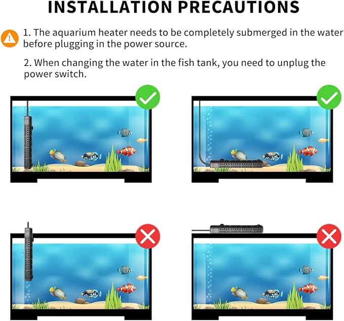 HiTauing Aquarium Heater, 50W/100W/200W/300W/500W Submersible Fish Tank Heater with Over-Temperature Protection and Automatic Power-Off When Leaving Water for Saltwater and Freshwater HiTauing