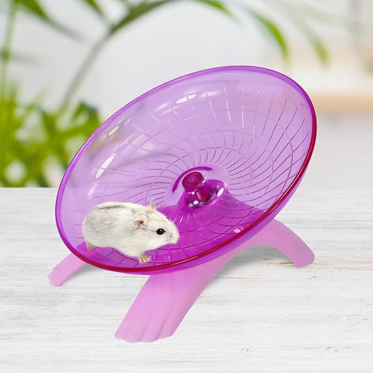 Hamster Flying Saucer Silent Running Exercise Wheel for Gerbil Rat Mouse Hedgehog Small Animals (Pink) Wontee