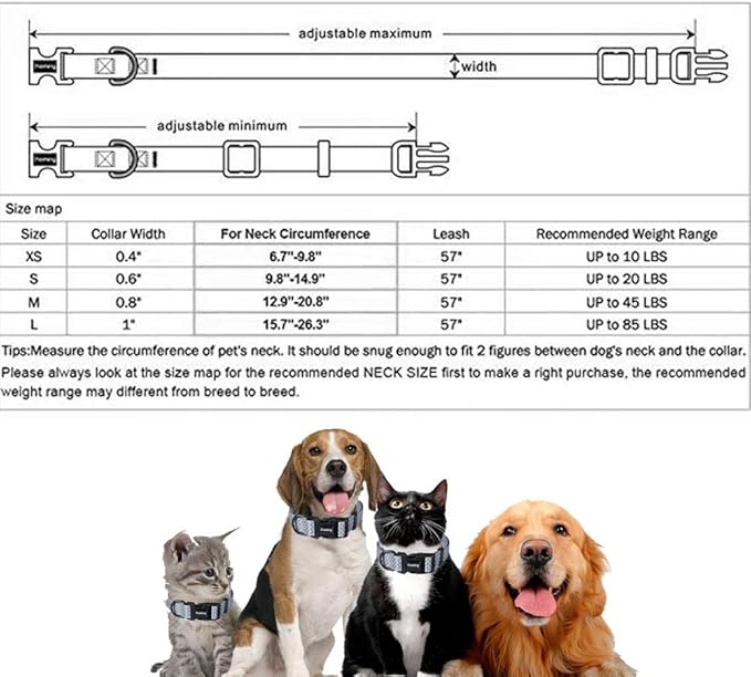 Ihoming Dog Collar and Leash Set for Daily Outdoor Walking Running Training, Moroccan Grey Design for Large Boys Girls Dogs Cats Pets, L-Up to 80LBS Ihoming