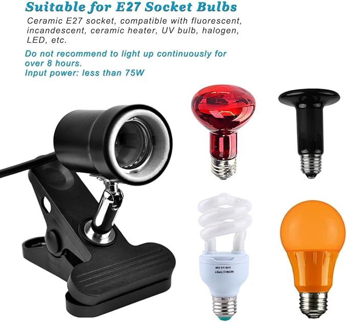 DOMICA Dimmable Reptile Heat Lamp with Timer + 50W UVA UVB Light Bulb, Basking Spot Light Simulated Sunlight, Heating Lamp for Turtle, Lizard, Snake, Beared Dragon, Amphibians DOMICA