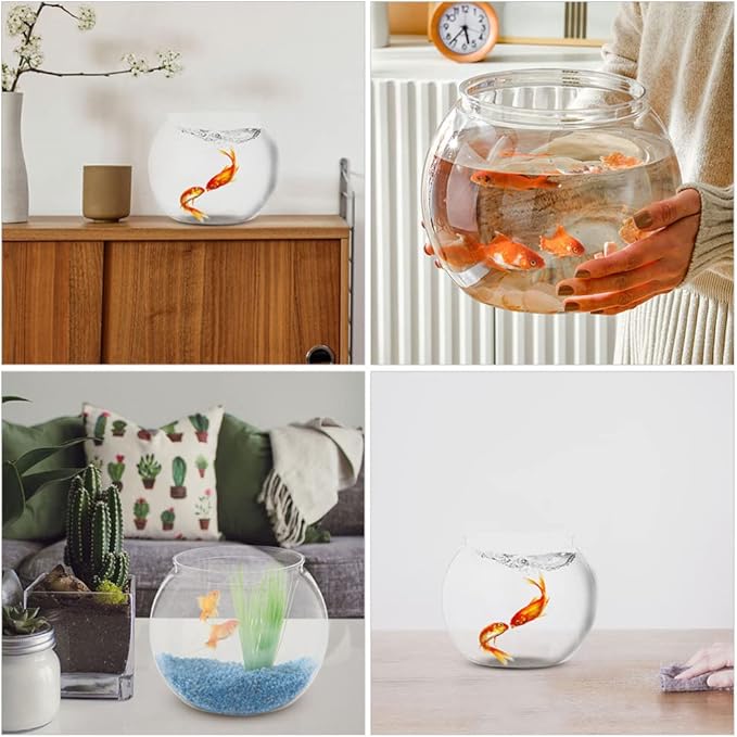 Ipetboom Plastic Fish Bowl Vases Small Aquarium Tank Bubble Bowl Round Bowl Terrarium Globe Flower Vase for Candy Drinks Carnival Games Prizes Centerpieces and Party Decoration PAWPICO