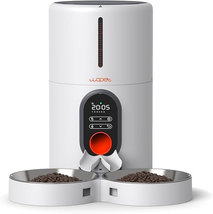 WOPET Automatic Cat Feeders 2 Cats-(๐ฎ๐ฌ๐ฎ๐ฐ ๐จ๐ฝ๐ด๐ฟ๐ฎ๐ฑ๐ฒ) Timed Cat Feeder with Stainless Steel Bowl, Programmable 1-6 Meals Control, Dual Power Supply Auto Pet Feeder for Cats and Dogs - PAWPICO